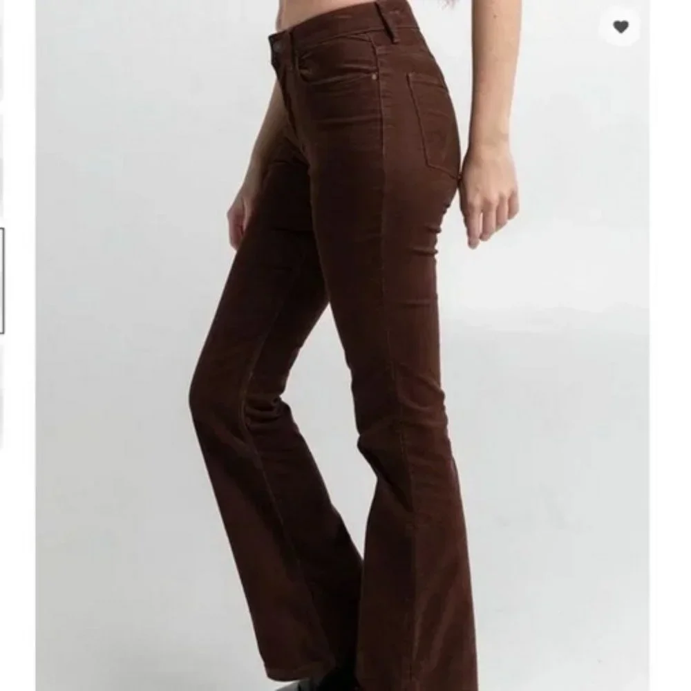 WRANGLER 16 33 X34 NWT Brown Corduroy High Rise Flare Bell Bottom Jeans Western - Picture 3 of 6